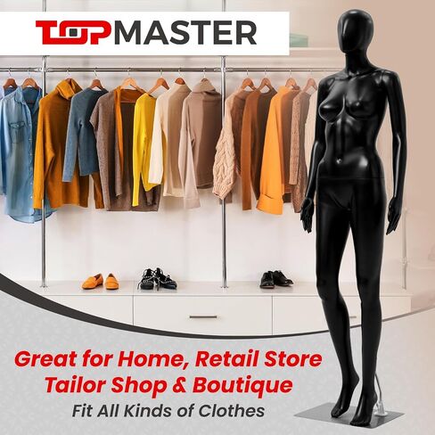 Female Mannequin - Premium Quality Construction, Detailed Dimensions for Realistic Proportions, Sturdy, Durable, and Secure, Versatile Display for Various Clothing Styles, Black in Saudi Arabia