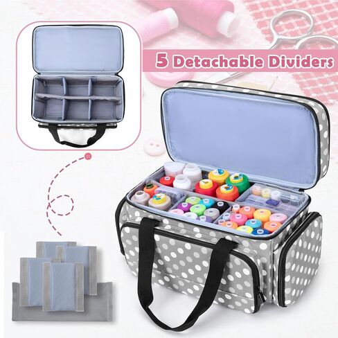 LUXJA Large 2 Layers Sewing Organizer Bag with 5 Detachable Dividers, Sewing Storage Bag for Sewing Supplies, Purple in Kuwait