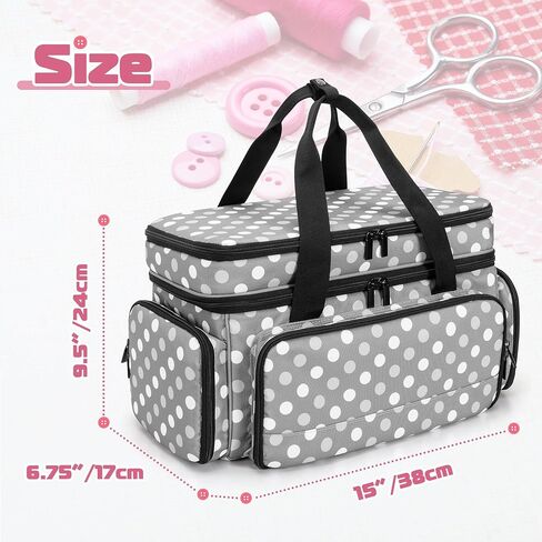 LUXJA Large 2 Layers Sewing Organizer Bag with 5 Detachable Dividers, Sewing Storage Bag for Sewing Supplies, Purple in Kuwait
