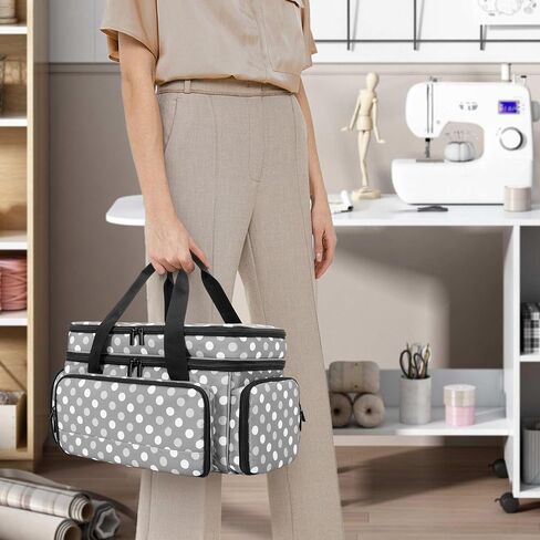 LUXJA Large 2 Layers Sewing Organizer Bag with 5 Detachable Dividers, Sewing Storage Bag for Sewing Supplies, Purple in Kuwait