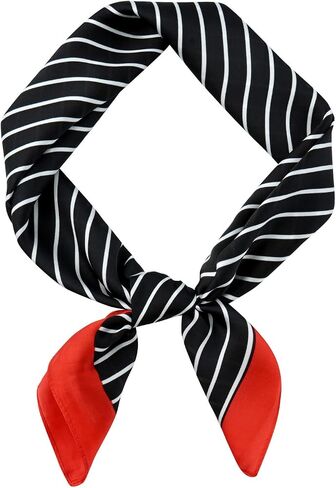 GERINLY Stripe Neckerchief for Men, Minimalism Square Scarf with Lines Pattern, Classic Bandana Silk Feel in Saudi Arabia