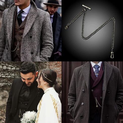 ZTA Albert Chain Pocket Watch Chain Fob Chain with Compass Design Pendant Medal Fob with T Bar Swivel Clasp in Saudi Arabia