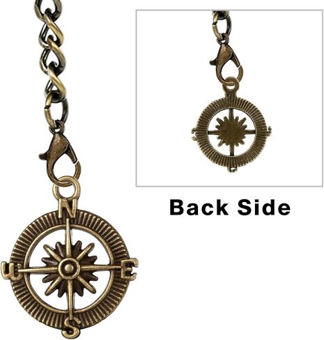ZTA Albert Chain Pocket Watch Chain Fob Chain with Compass Design Pendant Medal Fob with T Bar Swivel Clasp in Saudi Arabia