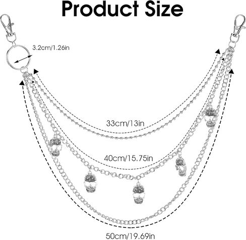 Pants Chain, Punk Goth Pant Chains Trouser Chains Hip Hop Pocket Jean Chain Acrylic Wallet Chains Layered Keychains Belt Trouser Chain for Women and Men in Saudi Arabia