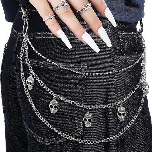 Pants Chain, Punk Goth Pant Chains Trouser Chains Hip Hop Pocket Jean Chain Acrylic Wallet Chains Layered Keychains Belt Trouser Chain for Women and Men in Saudi Arabia