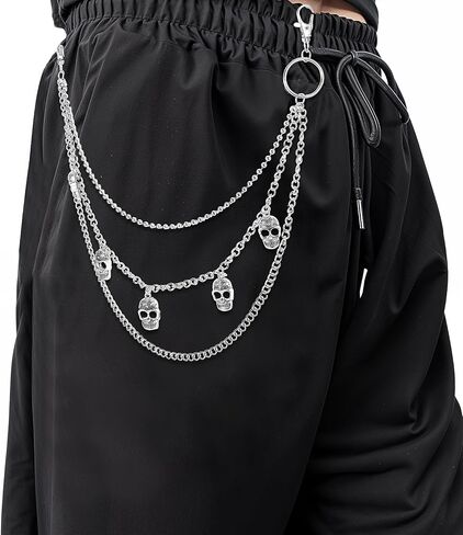 Pants Chain, Punk Goth Pant Chains Trouser Chains Hip Hop Pocket Jean Chain Acrylic Wallet Chains Layered Keychains Belt Trouser Chain for Women and Men in Saudi Arabia