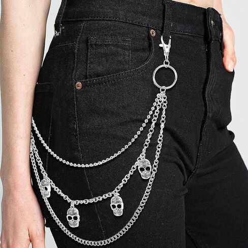 Pants Chain, Punk Goth Pant Chains Trouser Chains Hip Hop Pocket Jean Chain Acrylic Wallet Chains Layered Keychains Belt Trouser Chain for Women and Men in Saudi Arabia