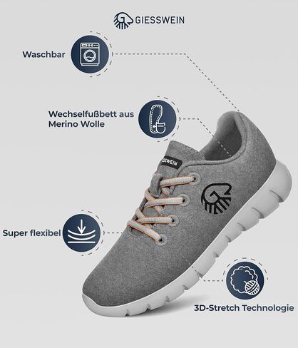 Giesswein Merino Runners Men - Breathable Merino Wool 3D Stretch Sneakers, Lightweight Men's Casual Shoes with Replaceable Footbed in Saudi Arabia