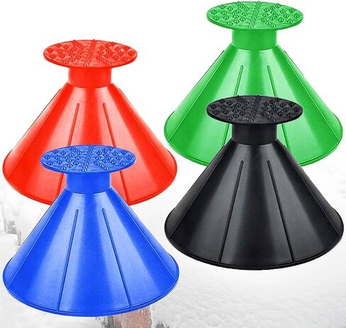 UMUACCAN Ice Scraper,Magical Car Snow Scraper,4 Pcs Portable Cone-Shaped Multifunctional Snow Remover Wiper,Upgrade 2-in-1 Refueling and Deicing Removal in Saudi Arabia