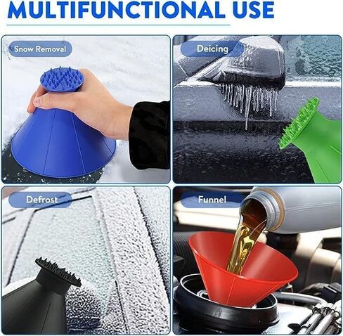UMUACCAN Ice Scraper,Magical Car Snow Scraper,4 Pcs Portable Cone-Shaped Multifunctional Snow Remover Wiper,Upgrade 2-in-1 Refueling and Deicing Removal in Saudi Arabia