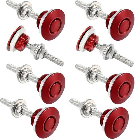 Packs of 8 Universal Aluminum Vehicle Hood Pins-Quick Release Lock Latch Bumper-License Plate Lock Clip，Quick Release Lock Latch Bumper (Red) in Saudi Arabia