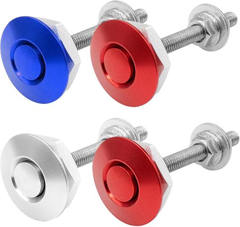 Packs of 8 Universal Aluminum Vehicle Hood Pins-Quick Release Lock Latch Bumper-License Plate Lock Clip，Quick Release Lock Latch Bumper (Red) in Saudi Arabia