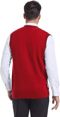Beotyshow Mens Argyle Sweater Vests V Neck Sleeveless Cardigan Vest Knitwear in Saudi Arabia