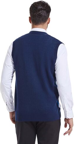 Beotyshow Mens Argyle Sweater Vests V Neck Sleeveless Cardigan Vest Knitwear in Kuwait