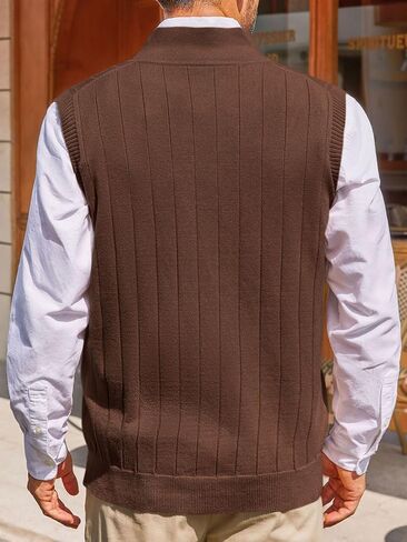 Runcati Mens Quarter Zip Sweater Vest Stand Collar Sleeveless Pullover Sweaters Slim Fit Knitted Golf Vest in Kuwait