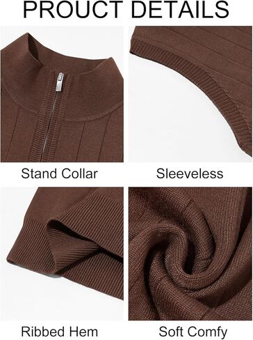 Runcati Mens Quarter Zip Sweater Vest Stand Collar Sleeveless Pullover Sweaters Slim Fit Knitted Golf Vest in Kuwait