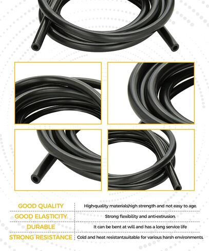 10Ft Vacuum Hose,Silicone Vacuum Tubing Hose Line,Vacuum Hose Automotive,Car Accessories High Performance Vacuum Line Vacuum Tubing,1/4" Inner Diameter Hose for Vehicle Radiator (Black) in Saudi Arabia