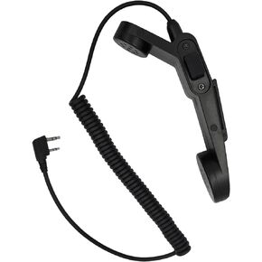 Pdflie uv-5r Phone Handset External Hand Set Mic Military Style Microphone Handheld Ham Radio Ptt Speaker for Baofeng Kenwood pmr uv 5r ar-152 uv5r Walkie Talkie(Black,2 Pin K1 Plug)