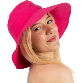 HATSQUARE Linen Wide Brim Bucket Hat for Women