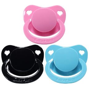 CutiePlusU Adult Sized Pacifier Dummy for Adult Babies-Big Shield 3 Pack-Black