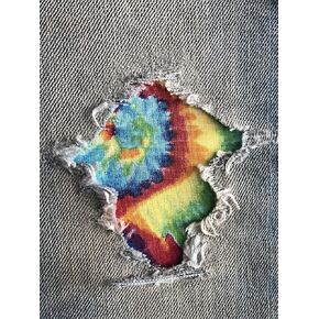 Tie Dye Handmade Denim Backed Patches Super Strong Iron On- by HoleyPatches (Bright Rainbow, 4" x 4")