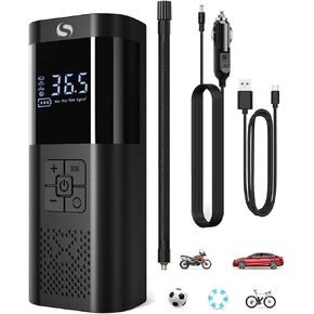 منفاخ الإطارات المحمول من سيرفوماستر، منفاخ الإطارات اللاسلكي مع مقياس - ملحقات السيارة الأساسية للرجال، مضخة هواء الإطارات 150 رطل لكل بوصة 12 فولت تيار مستمر مع ضوء LED للسيارة والدراجات النارية وكرة الدراجة in Kuwait