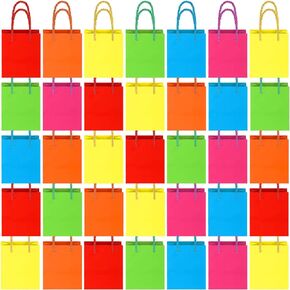 Harloon 60 Pcs Mini Paper Gift Bags Bulk Rainbow Assorted Color Tiny Gift Bags with Handles Colored Mothers Day Goodie Bags Wrap Totes for Wedding Birthday Favors 4 x 2.75 x 4.5 Inch (Macaron Colors)
