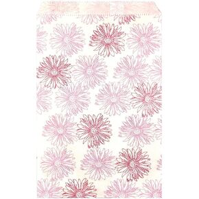 888 Display USA, Inc 200 pcs 8 1/2" x 11" Flower Paper Gift Bags Shopping Sales Tote Bags White with Pink Red Flower Design (8 1/2" x 11")