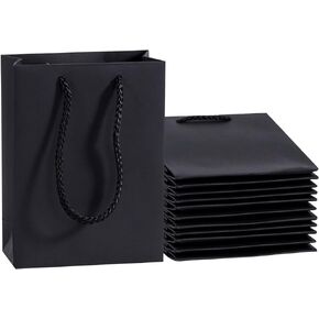 Black Gift Bags 50 Pack, Sdootjewelry Small Black Gift Bags, 5.1" x 2.4" x 7.5" Small Gift Bags Paper Bags with Handles, Black Mini Gift Bags, Shopping Bags for Small Business, Retail and Shopping