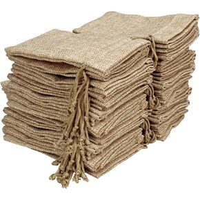Lot of 24 3.5x5 Inch Burlap Gift Bags with Drawstring Linen Jewelry Pouches Jute Burlap Sacks for Wedding Favors Party Gifts, DIY Craft, Coffee, Valentine, Holiday Gift Bags