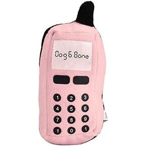 Squeaky Dog Chew Toy Durable Pet Chew Plush Toys Cute Cell Phone Shape Pet Toy Puppy Kitten Molar Toy Dog Cat Interactive Sounding Toy (Pink)