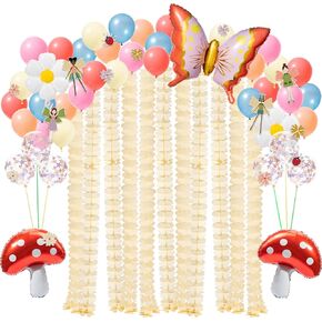 Cheerland 52pcs Woodland Fairy Theme Balloon Garland Party Decoration Kit for Enchanted Girls Forest Woodland Creature Birthday Party Decor Baby Shower Wedding Bridal Shower Party Background Fairies