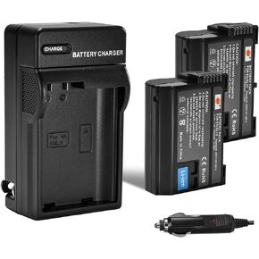 DSTE Replacement for 2X EN-EL15 Battery + DC113 Travel and Car Charger Adapter Compatible Nikon 1 V1 Z6 Z7 D500 D600 D780 D800 D850 D800E D810A D750 D7000 D7100 D610 D7200 Camera