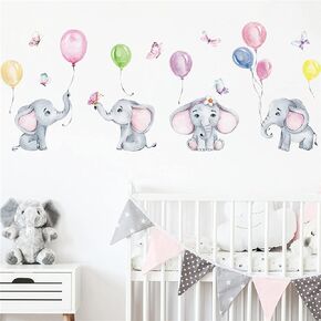Colorful Cute Cartoon Lovely Animals Clouds Balloons Wall Stickers for Kids Watercolor Removable Wall Decals DIY Decorations for Nursery Baby Boys Girls Bedroom Playroom Living Room Gaming Room