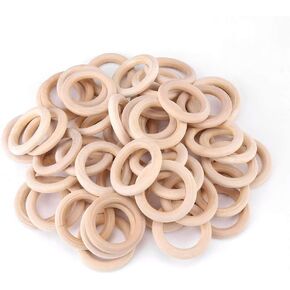 100PCS Natural Wooden Craft Rings 35mm/1.37inch Unfinished Wood Loop Circle Pendant Connectors Jewelry Making Accessory
