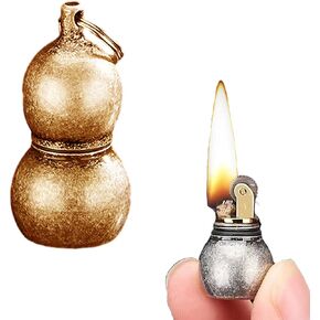 YSOCKS Mini Kerosene Lighter Pocket Antique Lighter Portable Gourd Lighter Vintage Lighter for Men's Birthday Gift or Outdoor Sports BBQ Travel (Fuel Not Included) (Silver)