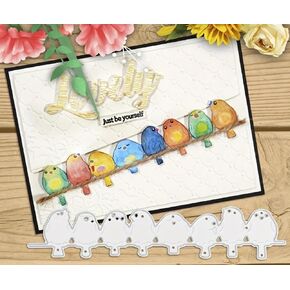 Cute Birds Metal Die Cuts,Cute 8pcs Birds Frame Background Wedding Cutting Dies Cut Stencils for DIY Scrapbooking Album Embossing Paper Dies Card Making