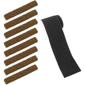 PJ26 8pcs Grass Tufts Shrub with 1pc Asphalt Road Sticker Miniature Vegetation Landscape Urban (4 Colors Shrubs with Road)