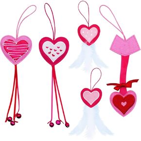 Valentine's Day Cat Toys 5 Pack Cat Feather Toys Door Hanging Cats Teaser Toys Catnip Filled Feline Kitten Chasing Toys with Bells for Indoor Cats Kittens in Kuwait