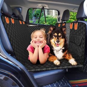 XUYEDOGLSH Back Seat Extender for Dogs, Dog Car Hammock with Bottom Support Plate,Dog Car Seat Cover Suitable for Large and Medium Dog, Dog Backseat Cover for Car, SUV, Truck(Black)