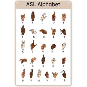 Asl Chart Poster 8 X 12 Inches Asl Numbers Chart Aluminum Metal Sign