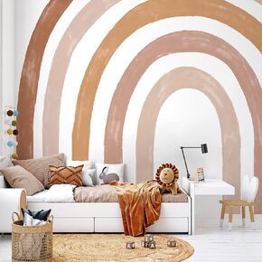 funlife Fabric Large Rainbow Wall Mural Stickers Peel and Stick, Precut Rainbow Wall Decals for Girls Bedroom, Watercolor Boho Rainbow Wallpaper Decor for Kids Nursery Room Playroom, 94.49" x 78.74"
