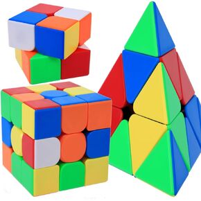 مجموعة مكعبات السرعة، المكعب السحري 3 عبوات من 2 × 2 3 × 3 مكعبات هرمية ألعاب ألغاز تعليمية