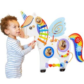 SPARK & WOW Unicorn Activity Wall Panel - Ages 18m+ - Sensory Wall Toy - 8 Activities - Busy Board - Toddler Room Décor