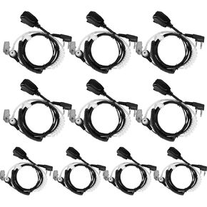 Retevis Clear Walkie Talkie Earpiece with Mic,Compatible RT22 RT21 H-777 RT68 RT22S RB89 pxton BF-888S SAMCOM Walkie-Talkie,Acoustic Tube,Coil Tube,Security Two Way Radio Headset(10 Pack)