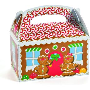Fun Express Gingerbread House Cardboard Christmas Treat Boxes - 12 Piece Pack