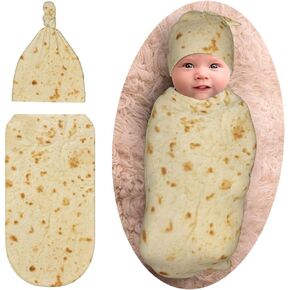 WELBB Baby Girl Boy Gifts Newborn Swaddle Blanket With Beanie Hat Set Stretchy Receiving Blankets Newborn Essentials for Girls Boys