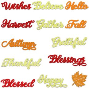 Fall Thanksgiving Words Cutting Dies for Card Making and Photo Album Decorations, Autumn Grateful Letters Die Cuts Thankful Fall Leaf Dies Stencils Embossing Template for DIY Scrapbooking Craft
