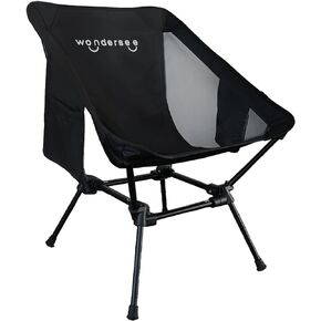 wondersee Light Weight Portable Folding Chair with Stable Quadrilateral Framework Two Extra-Large Side Pockets for Camping Fishing Hiking Beach Sports Field