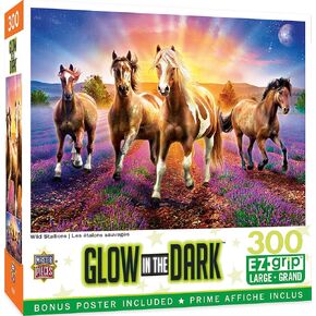 Masterpieces 300 Piece EZ Grip Glow in The Dark Jigsaw Puzzle - Rainbow World - 18"x24"